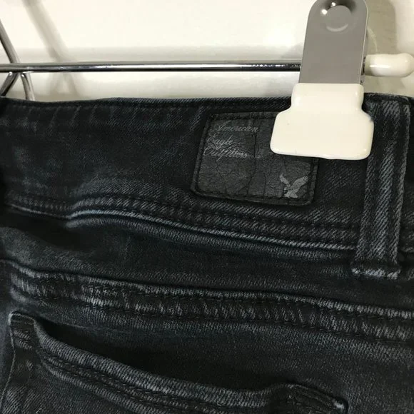 American Eagle Outfitters Skinny Jeans 4R Regular Black Low Rise Stretch - Picture 7 of 10